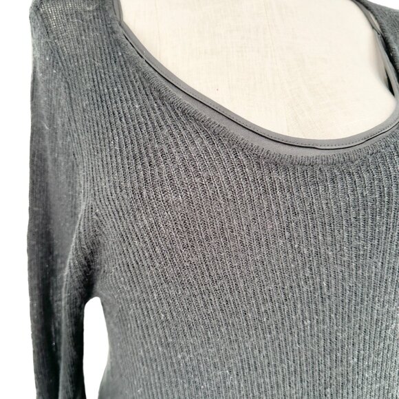 Venus Black Ribbed Knit Long Sleeve Sweater Dress 2X Flared Hem Lightweight NWT - Picture 2 of 16